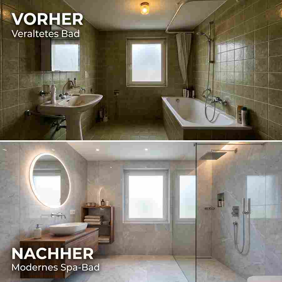 Vorher und Nachher Badrenovation modernes Spa Bad